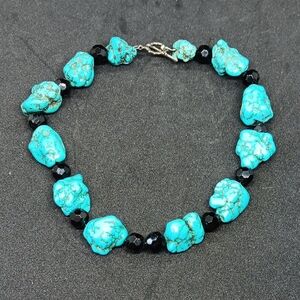 Turquoise and Black Gemstone Necklace